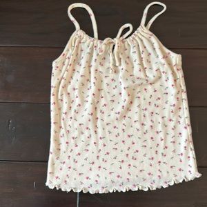 Tillys Floral Lettuce-edge Tie Front Tank